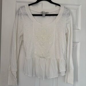 American Rag Embroidered White Peplum Top tunic